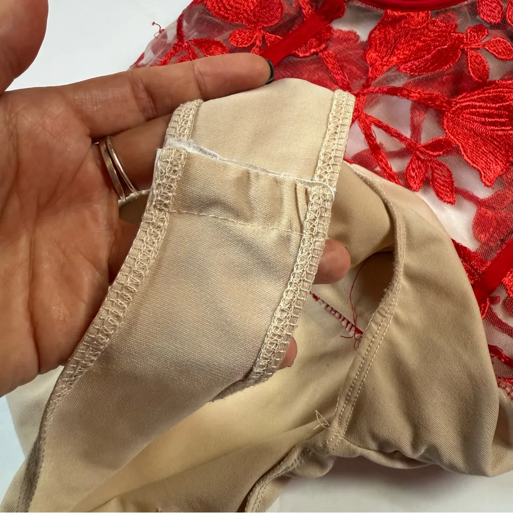 Vintage Charlotte Russe Red Lace Corset Bodysuit - Image 6