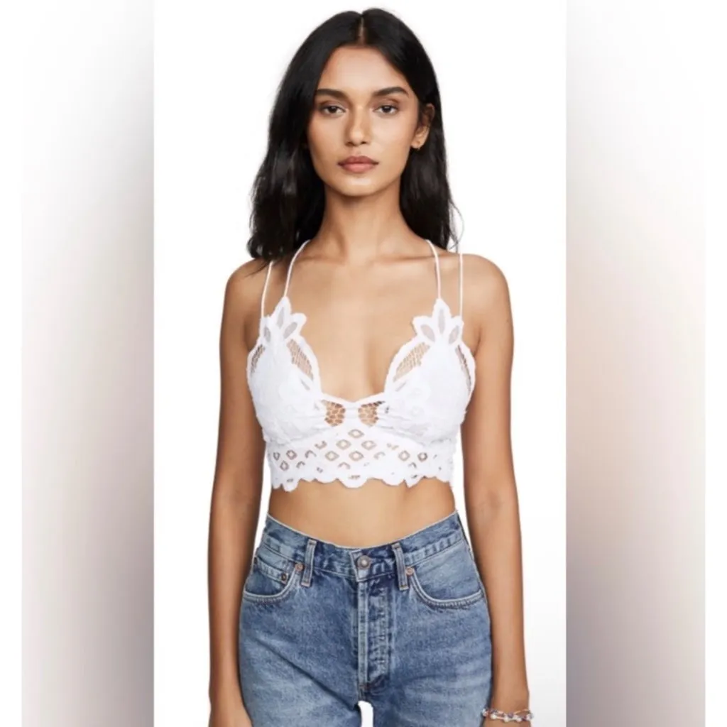 Free‎ People Adella Women's Lace Bralette in White Size Large - Image 9