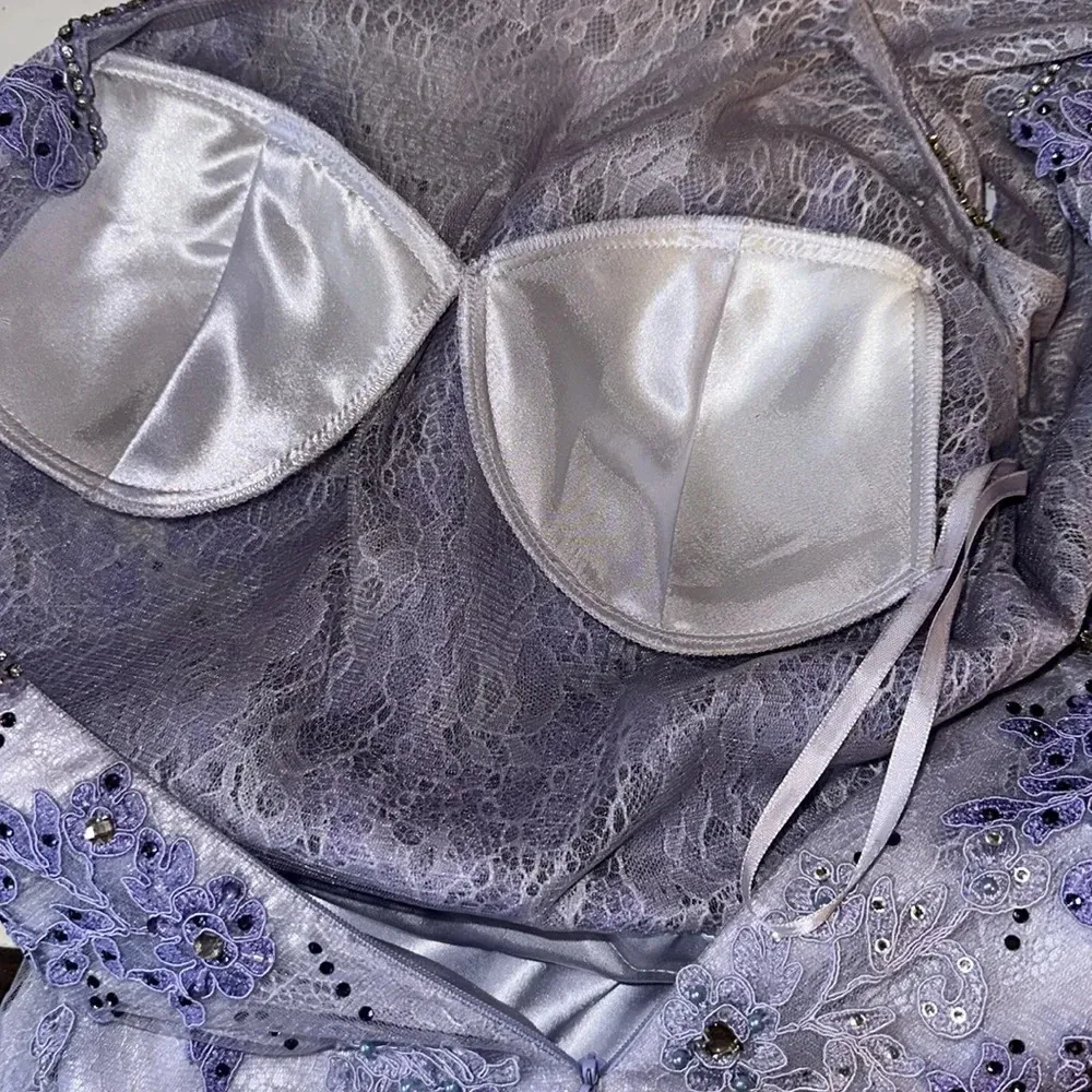 Jovani Lavender women’s Formal Evening Gown Size 8 Beaded Lace Tulle Dress - Image 16