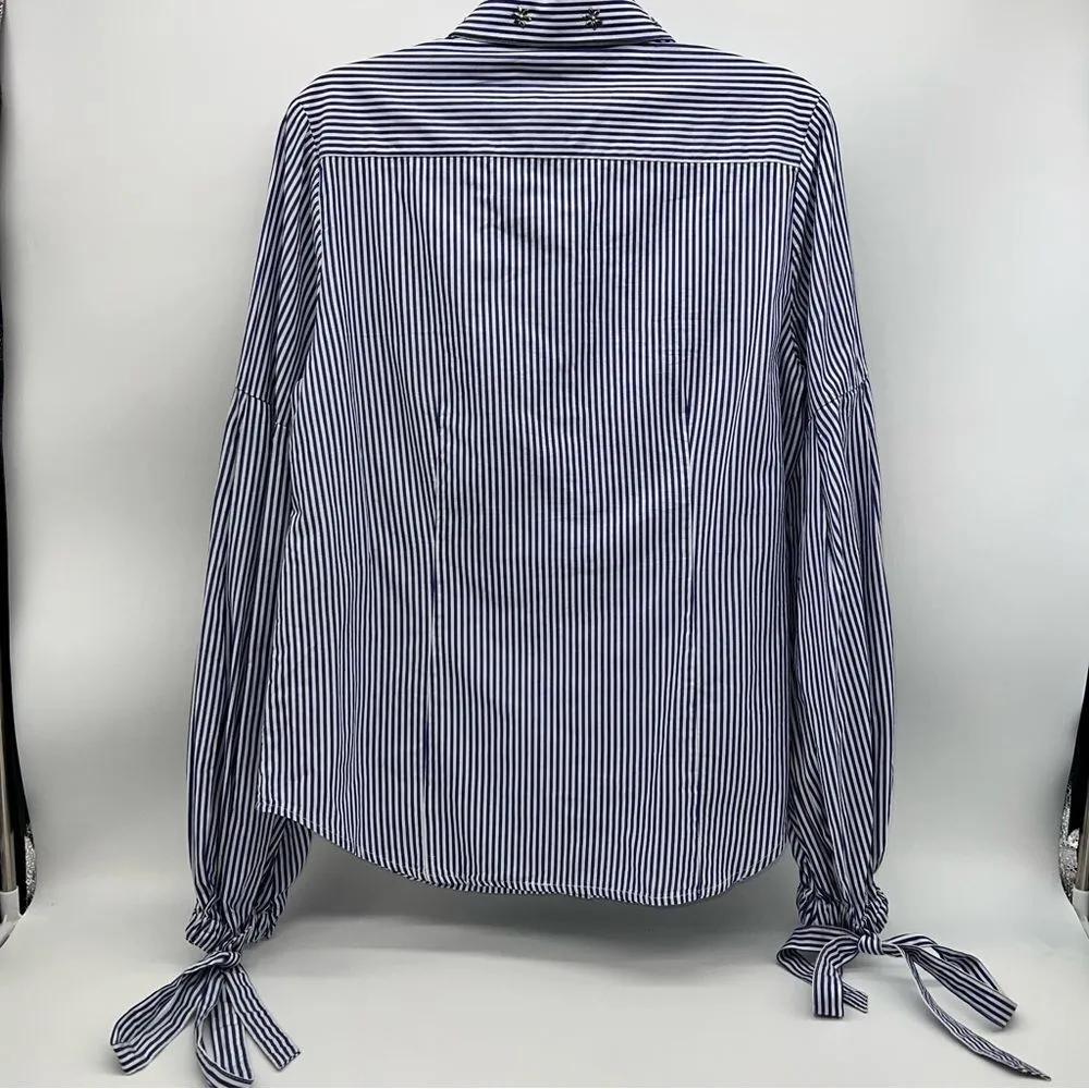 Nanette by Nanette Lepore Casual Striped Summer Tops w/Metal Floral Appliques-S - Image 2