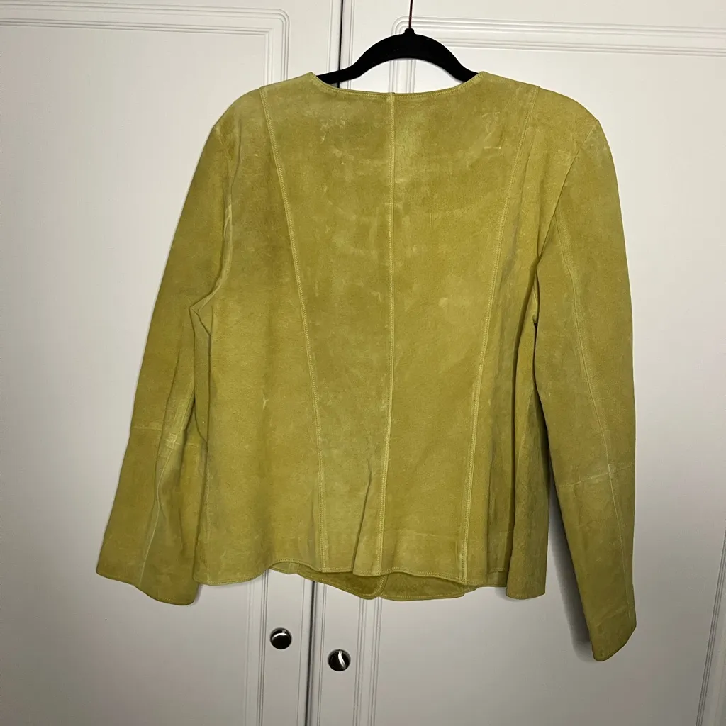J. Jill Cottagecore 100% Suede Boho Cutout Floral Jacket Yellow Size L - Image 8