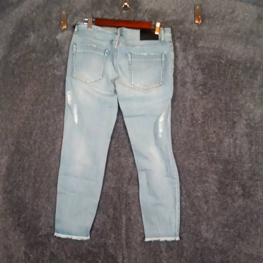 One Teaspoon Freebirds Low Rise Extreme Distresed Cropped Blue Womens 28 - Image 3