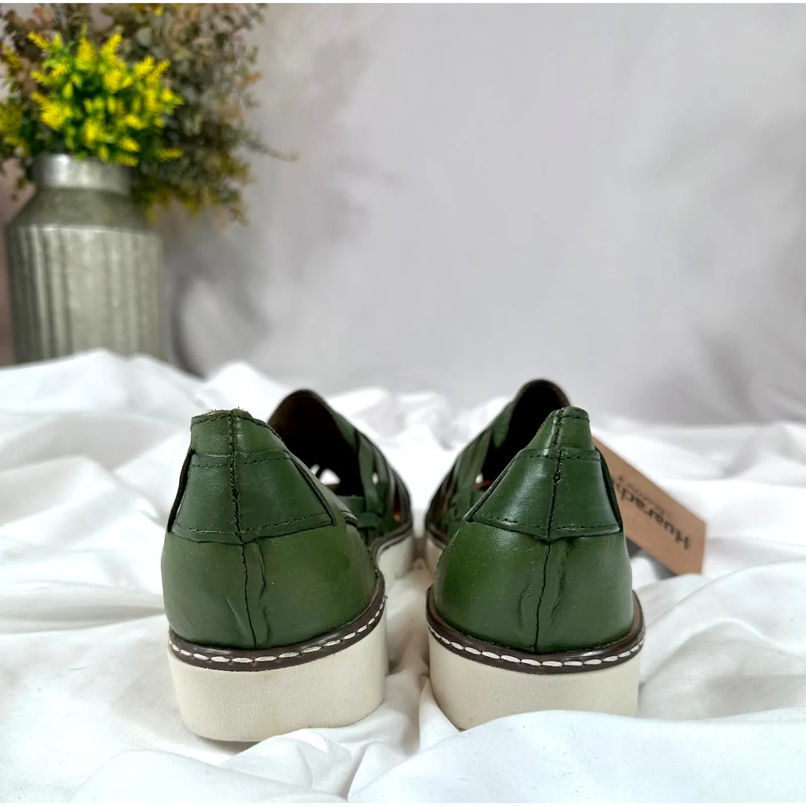 Huaraches by BearPaw Womens Leather Slip On Sandals Military Green 12 - Image 13