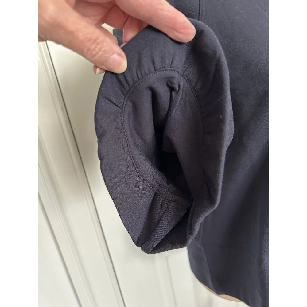 Madewell Womens Short Puff Sleeve Crew Neck Boxy Sweatshirt Tee Navy Blue XS - Image 6