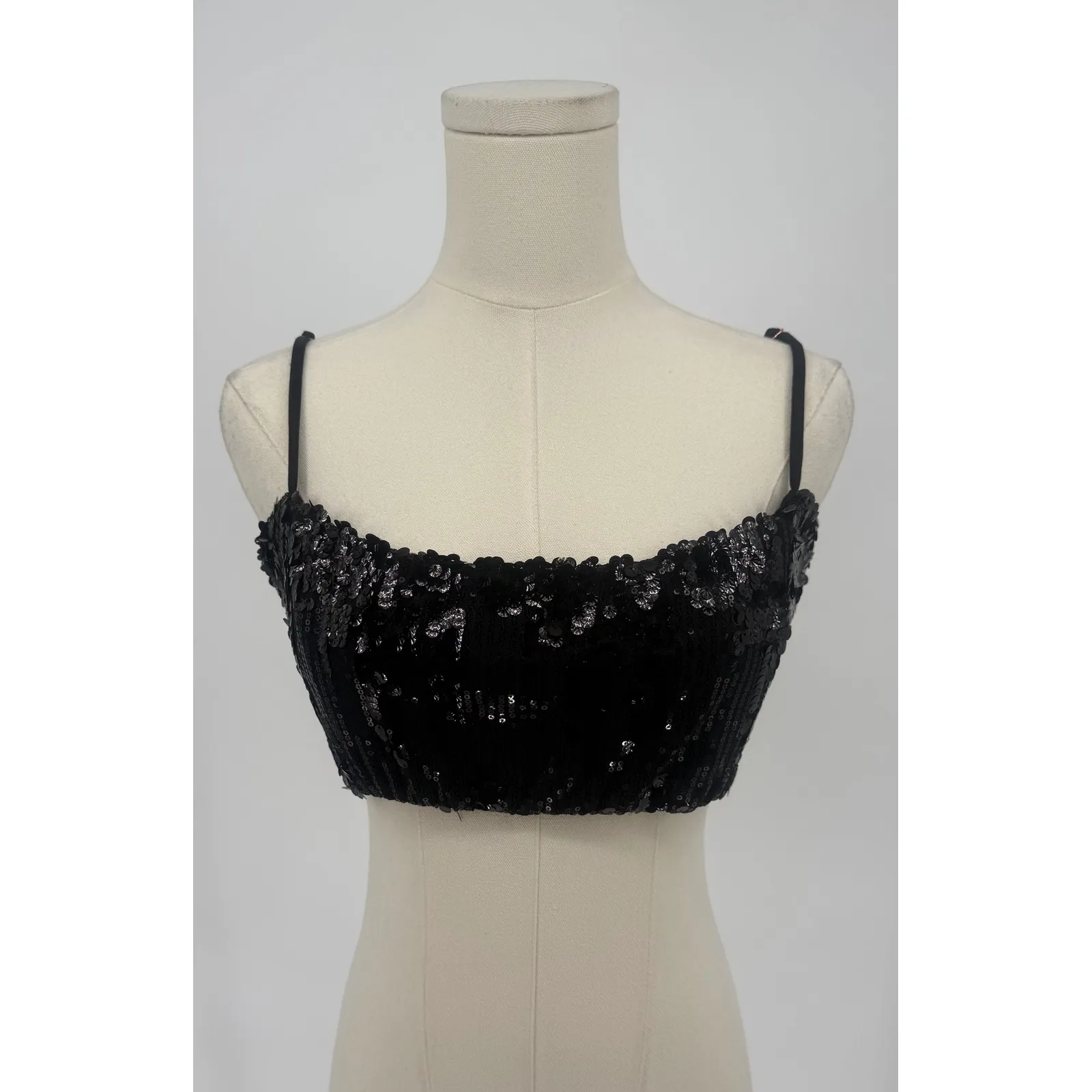Nookie Cascade Sequin Crop Top Black Size Large NWT - Image 2