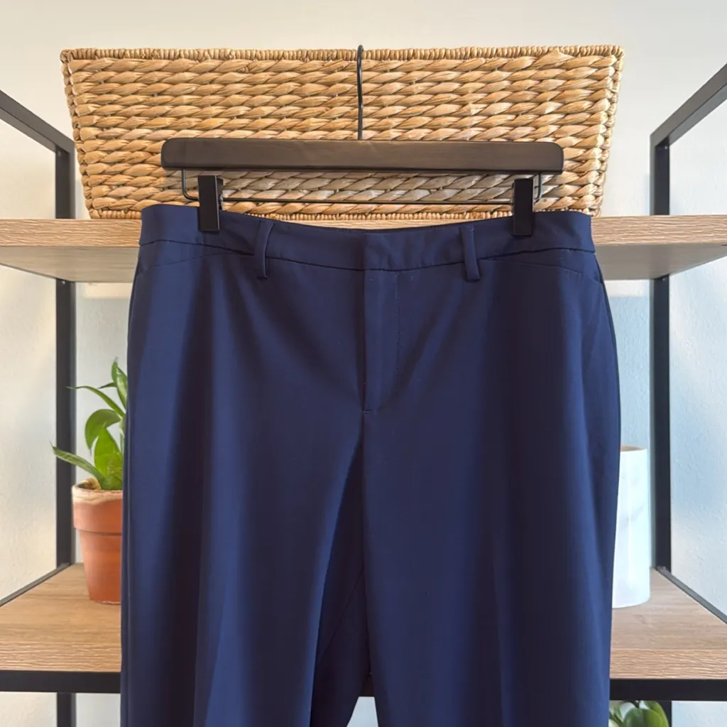 Coldwater Creek Mid-Rise Natural Navy Straight Leg Woven Career Dress Pant 10 - Image 2