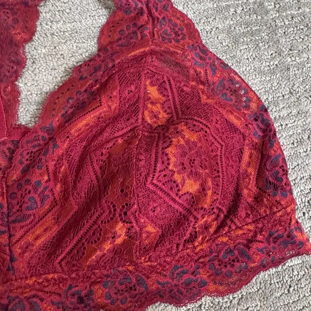 Gilligan & O’ Malley Red Orange Lace Racerback Bralette XL - Image 3