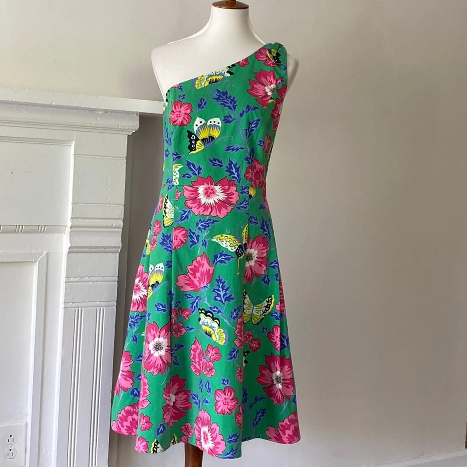 Talbots Dress 12 Retro One Shoulder Cocktail Dress Butterfly elegant occasion - Image 11