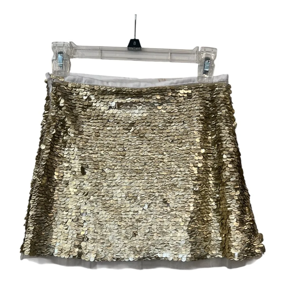 Monique Leshman Lolita Mini Skirt Size Small NWT Gold Sequin Hidden side zipper - Image 4