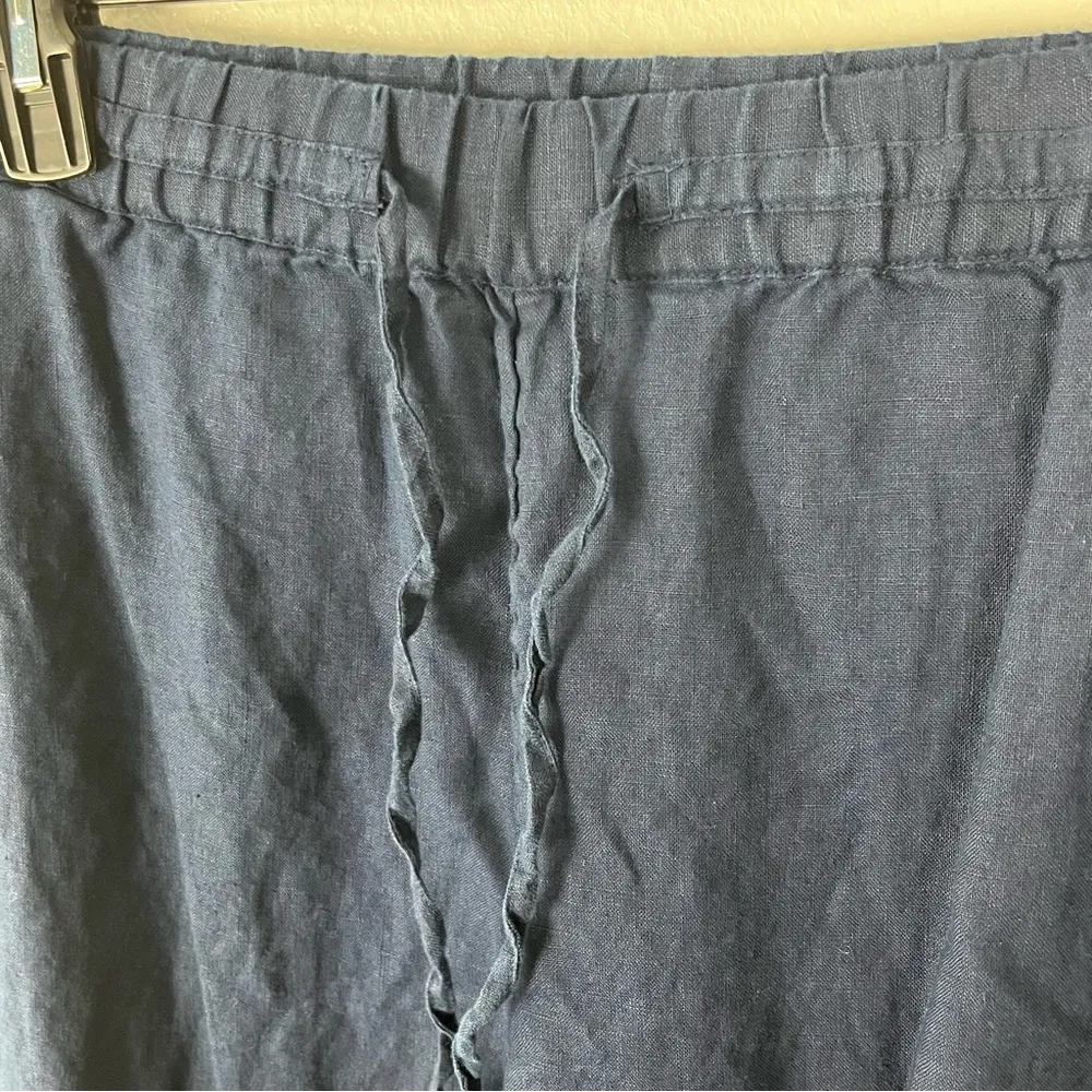 CHARTER CLUB 100% Linen Navy Blue Tie Waist High Rise Pockets Slacks, Size XXL - Image 4