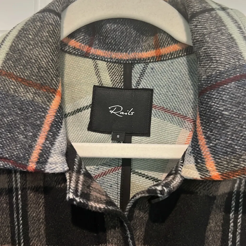 Rails Ridley Patchwork Flannel Shirt Jacket Mint Mixed Plaid Small Shacket - Image 4