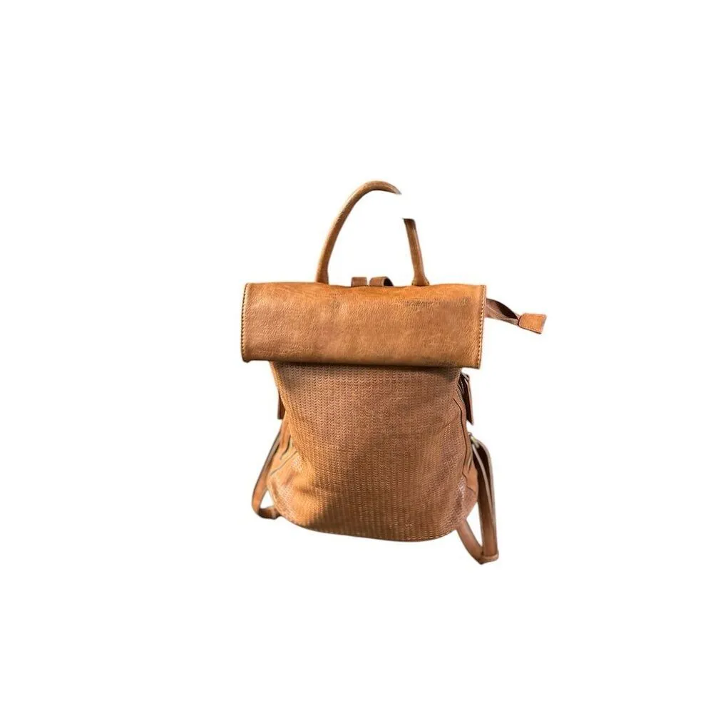 Antik Kraft Unisex‎ Camel Brown Vegan Leather Backpack - Image 2