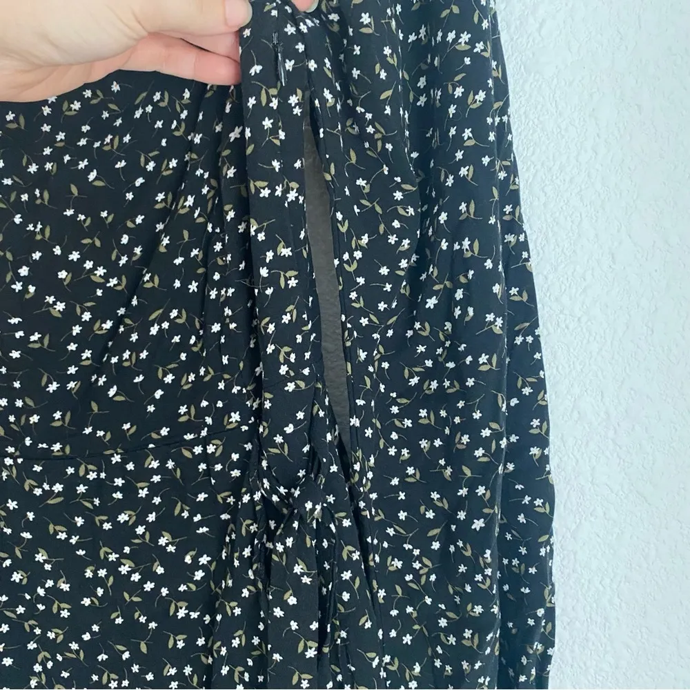 Altar’d State black dark floral long sleeve ruffle faux wrap mini dress size S - Image 5