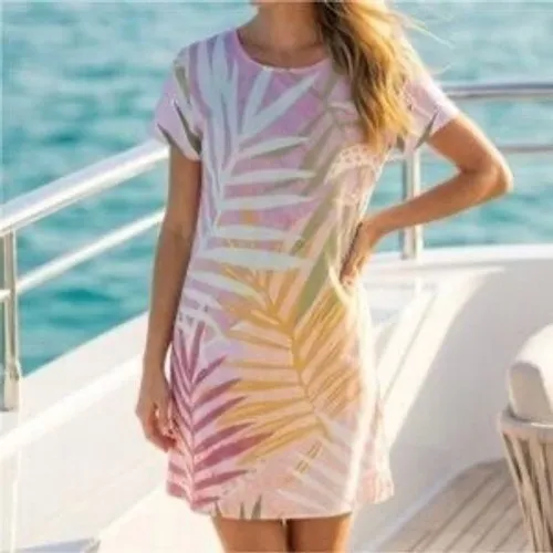 MINKPINK Palm Springs Tee Dress Small Tropical Colorful Pastel Resort Vacation - Image 5
