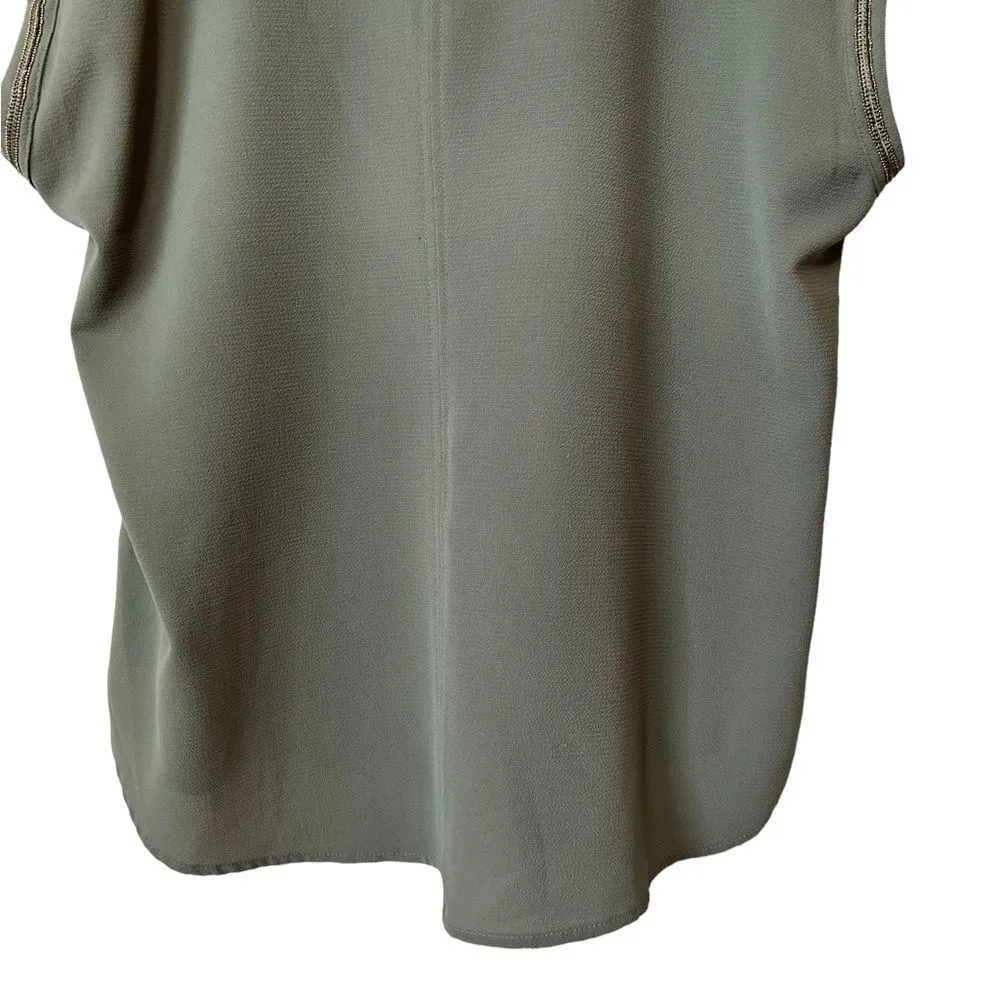 Bebe Olive Green Beaded Trim Sleeveless Blouse - Image 3
