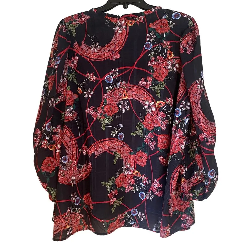 NWT Cupio Sheer Floral Feminine Boho Women's Long Sleeve Button Up Blouse Sz 2X - Image 3