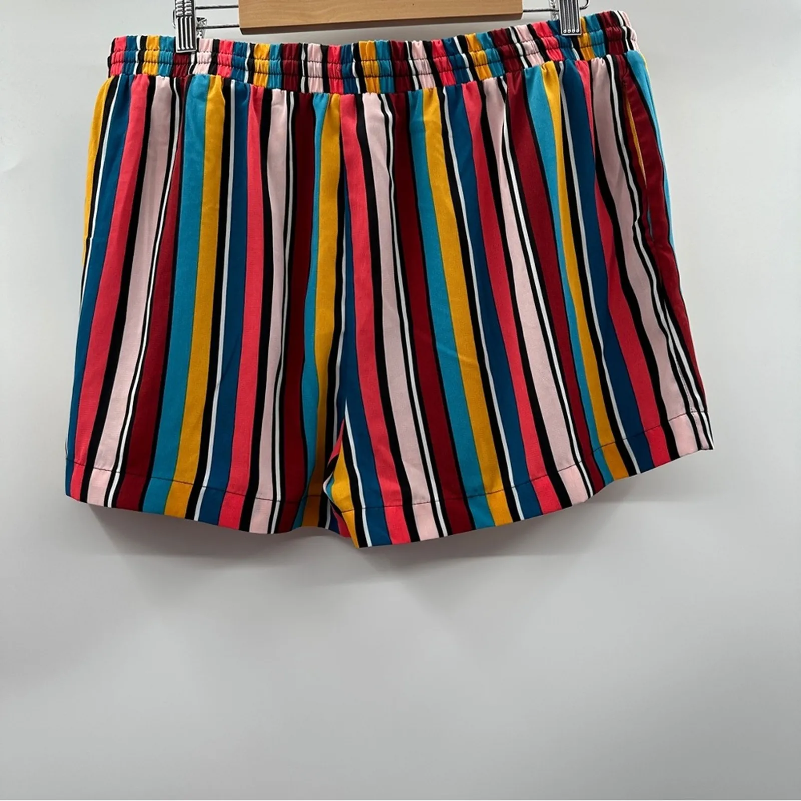 Guess Bright Multicolor Striped High Rise Tie Waist Shorts Size‎ XL - Image 4