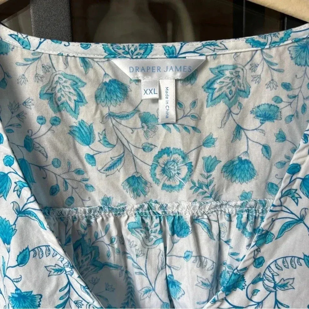 Draper James blouse plus size toile floral short sleeves ruffles top poplin XXL - Image 2