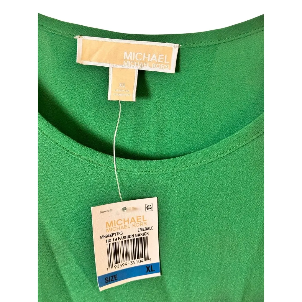 Michael Michael Kors Large Emerald Green Layered Chiffon Blouse Womens - Image 6