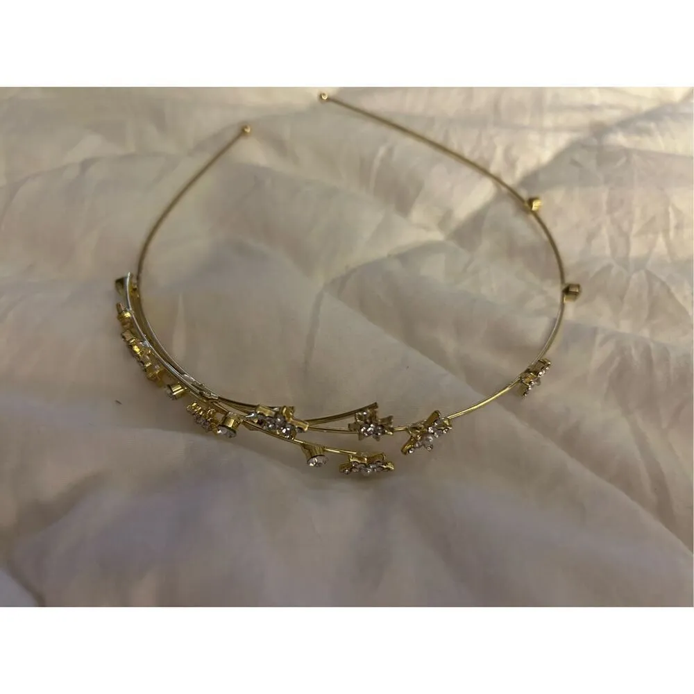 NEW FRCOLOR Alloy Rhinestone Star Headband Romantic Crystal Rhinestone Tiara Hea Gold - Image 3