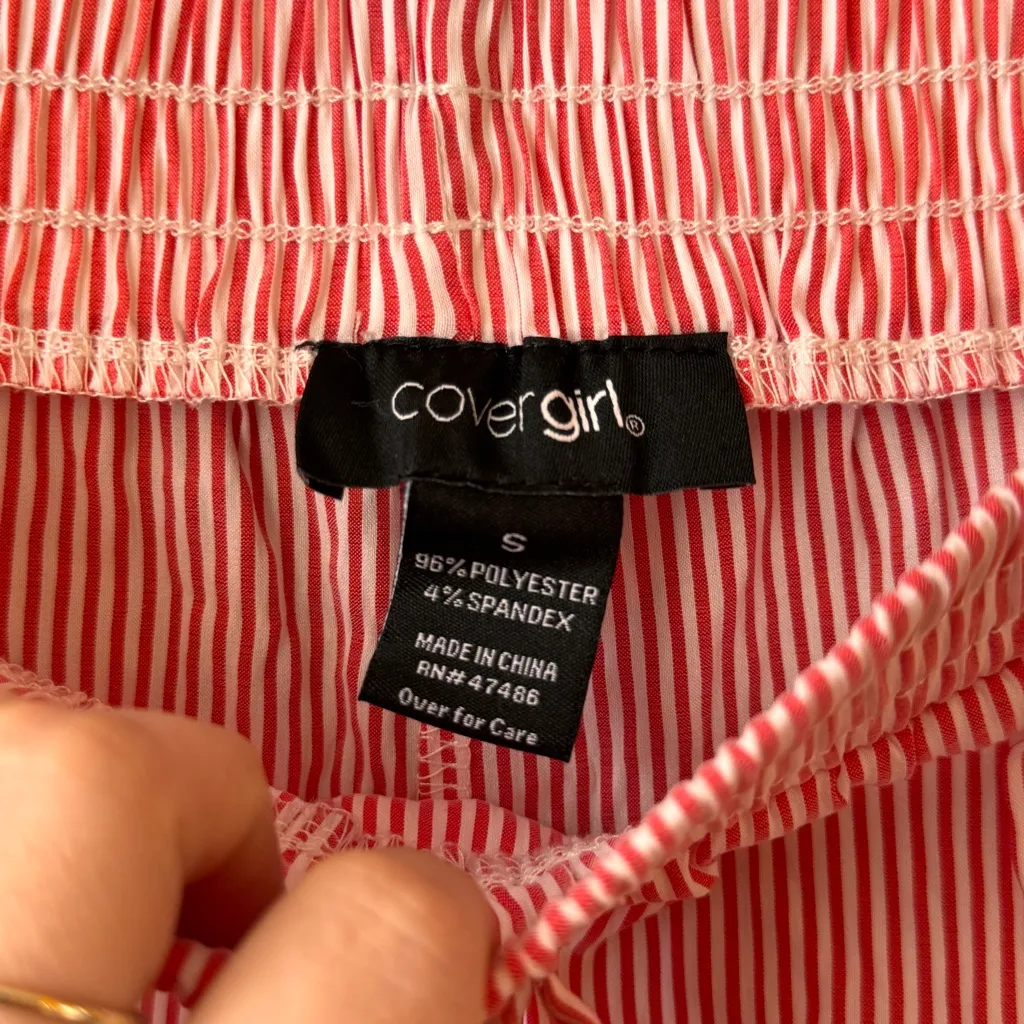 🎅 3/$15 SALE COVERGIRL Red and White Striped Pajama Pants S - Image 7