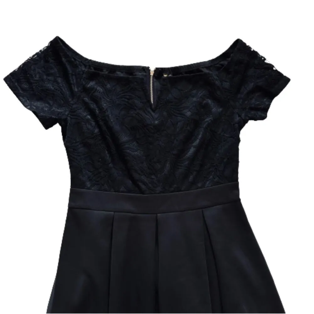 Miusol Dress Black Lace Short Sleeve Fit Flare Elegant Cocktail Dress Medium NEW - Image 9