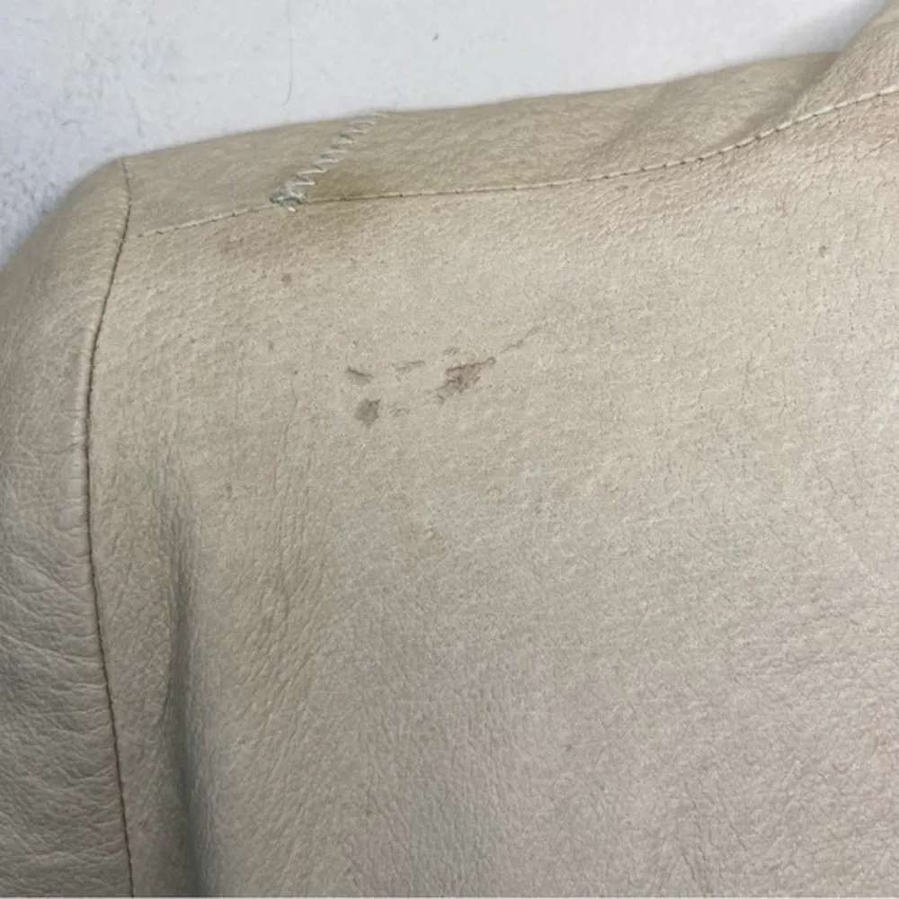 Anthropologie Illia  Tan Napa Leather Moto Jacket Medium - Image 4