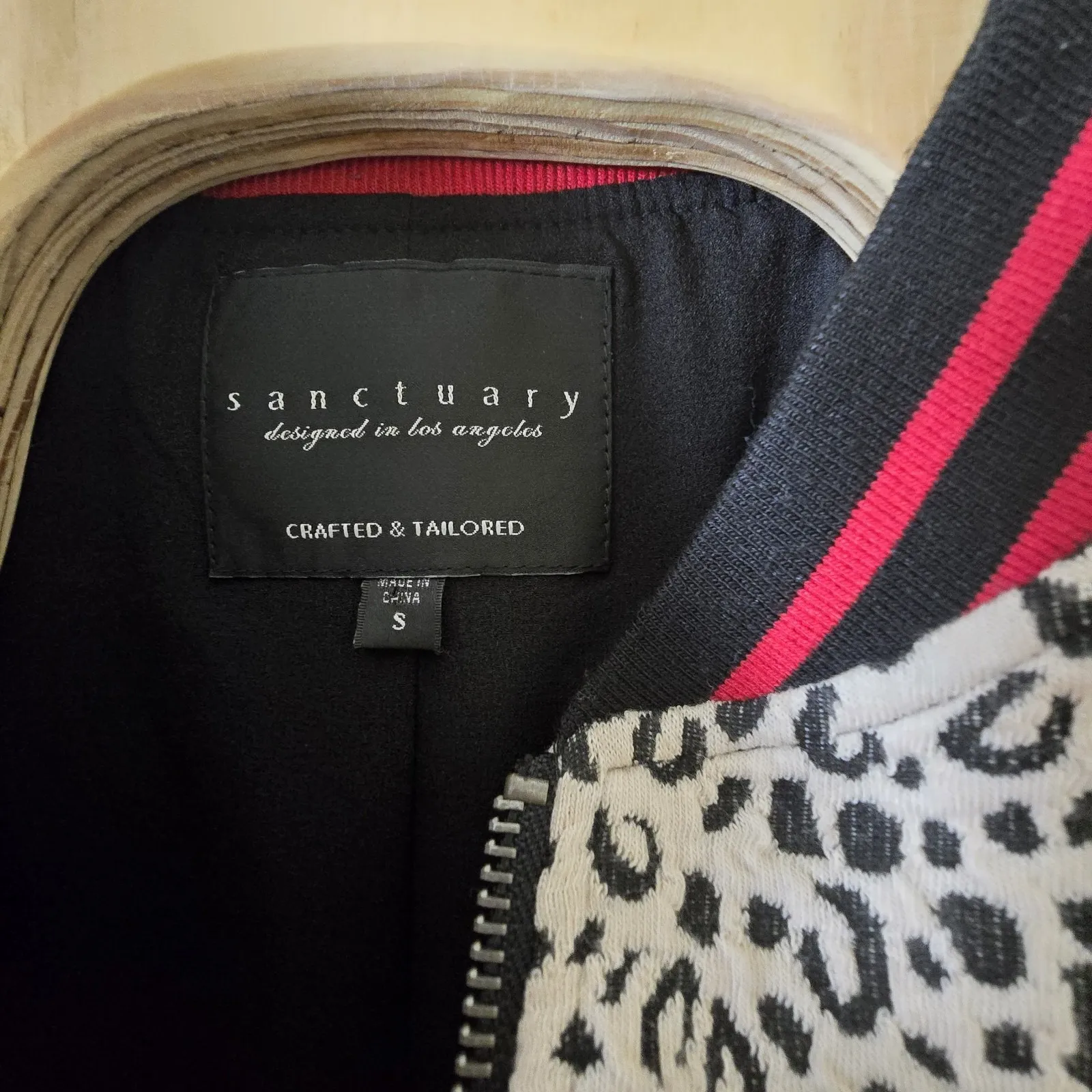 Sanctuary Womens Tan Black Leopard‎ Print Long Sleeve Bomber Jacket Size Small - Image 2