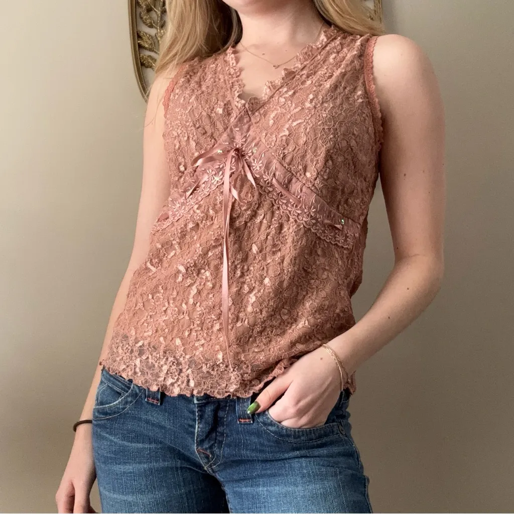 Merona Lace Sleeveless Top with Ribbon Detail - Image 6