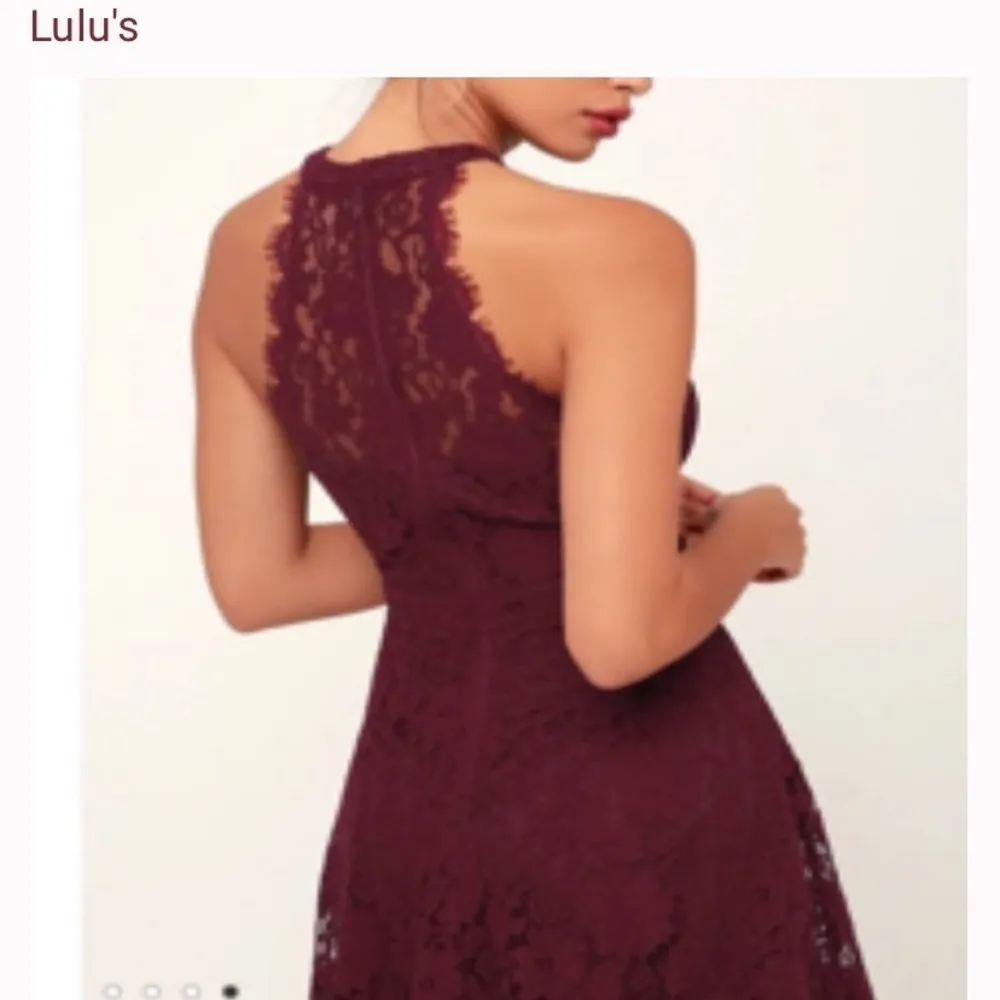 NWT lulu’s davina lace dress high neck sleeveless maroon XS skater dress - Image 2