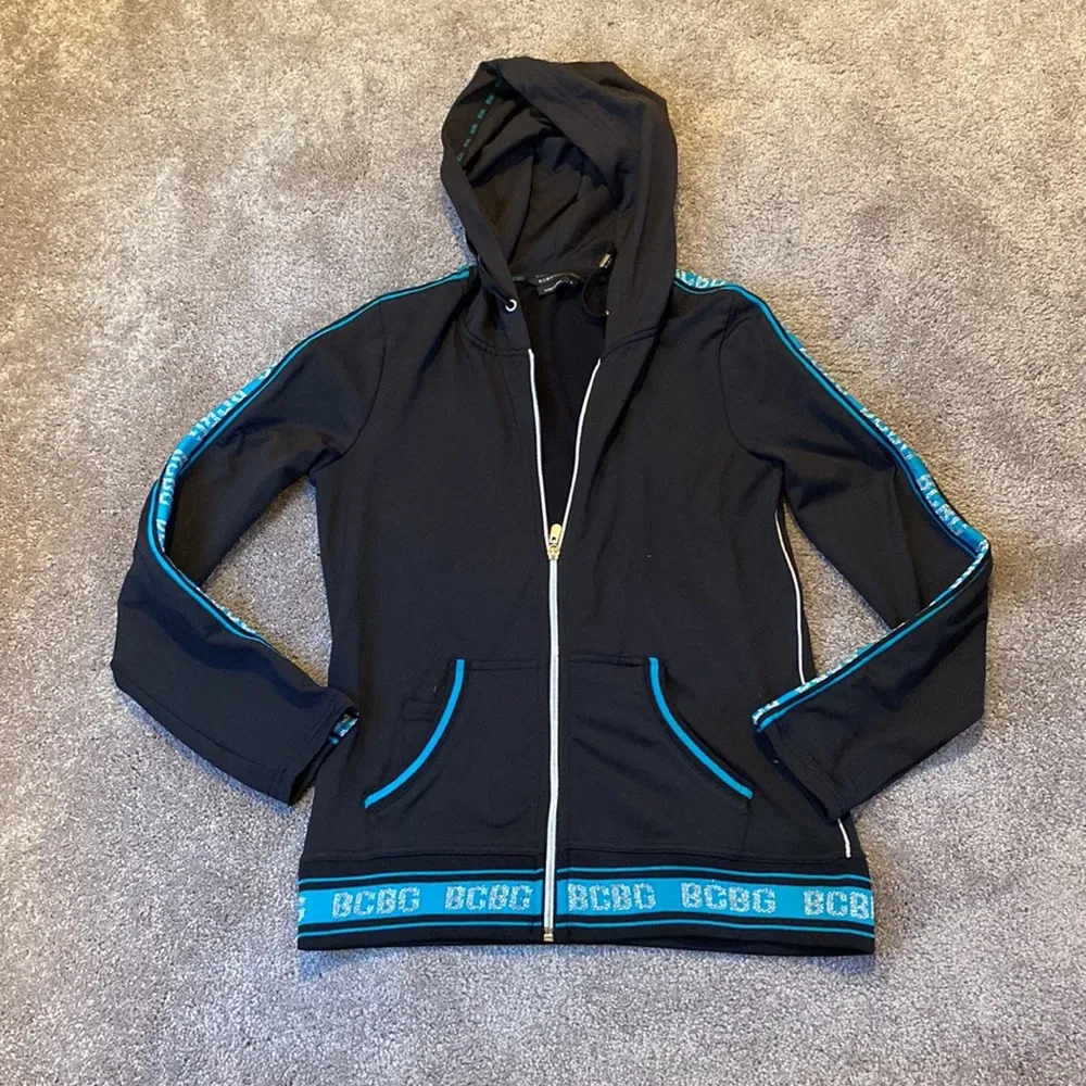 BCBGMaxAzria Black/Blue Two Piece Lounge/Tracksuit Set SIZE S - Image 2