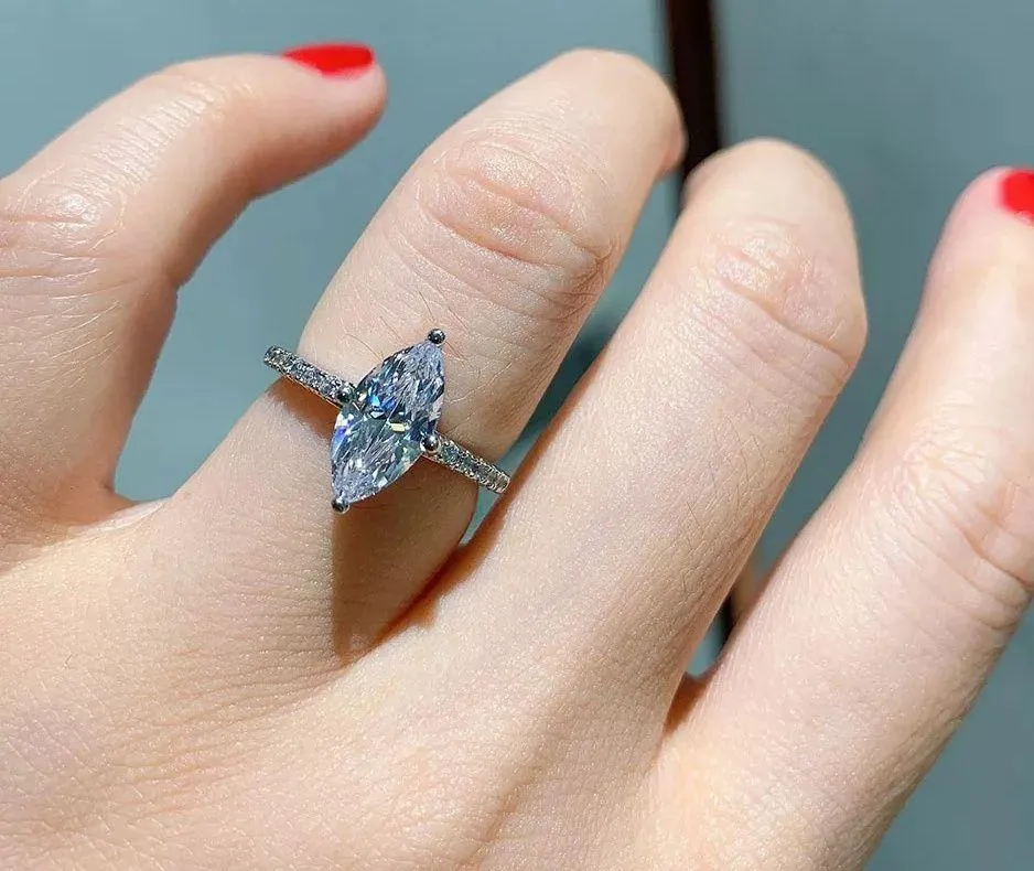 SIZE 9 925  SONA Diamond Marquise Engagement Ring - Image 2