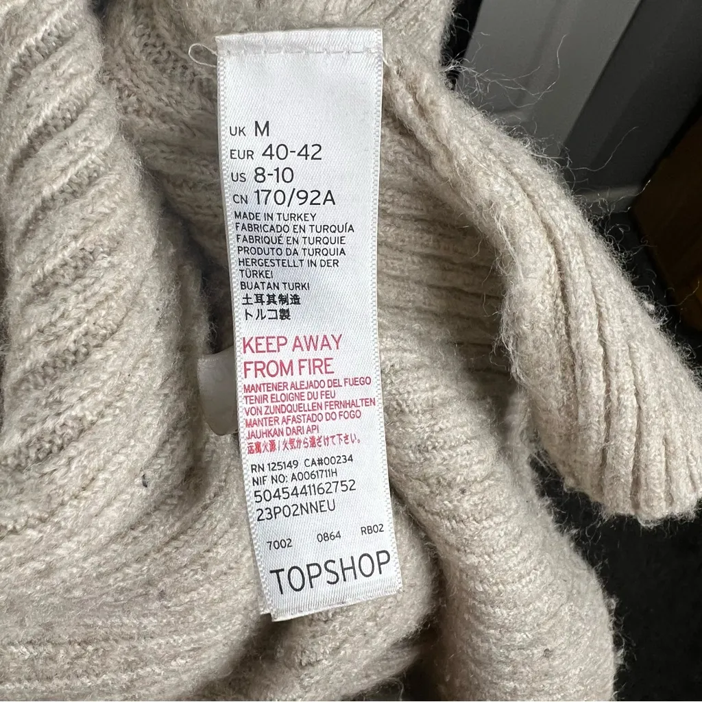 Sz M Topshop Maxi yellow and Gray Open Front Cardigan Flare Sleeves - Image 11