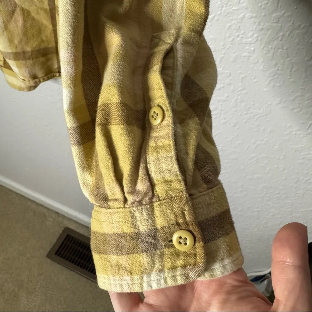 REI Coop Yellow Brown Plaid Wallace Lake Flannel Shirt Women Size XL Cotton - Image 2