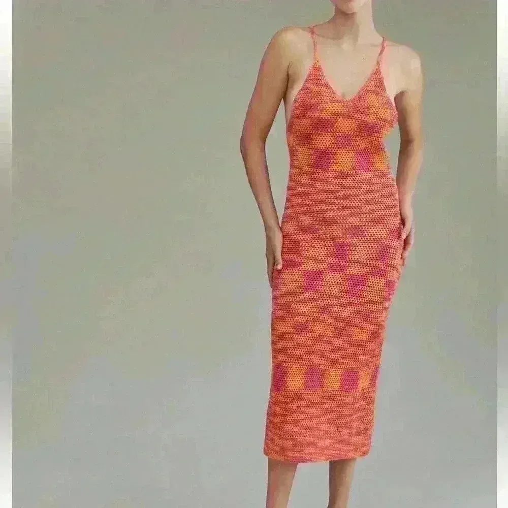 Acacia Swimwear Ipo Pink Orange Crochet Maxi Dress Cover Up $264 Beachy Vacay - Image 5