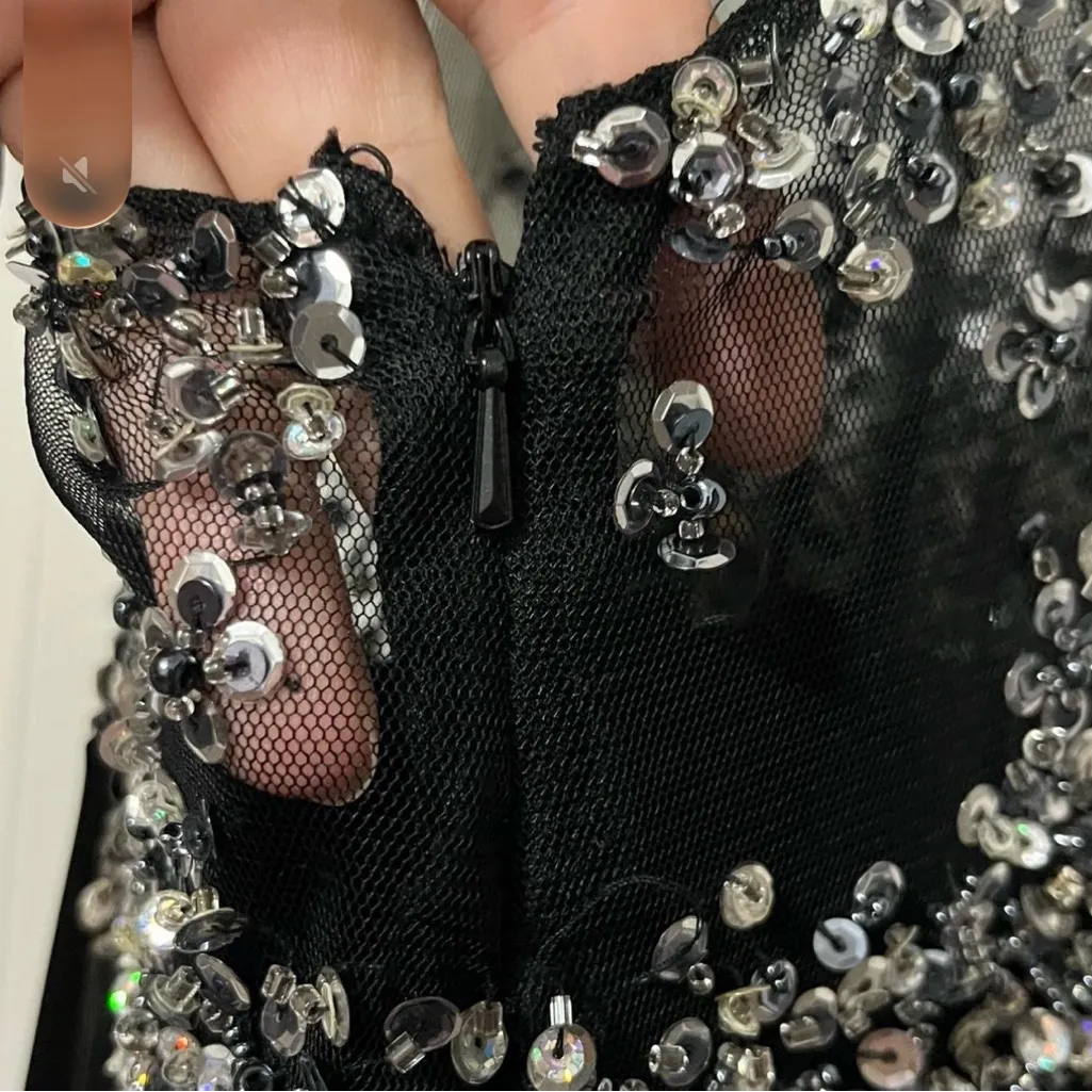 So Nikki Black and Silver Sequin Dress Size 4 - Image 3