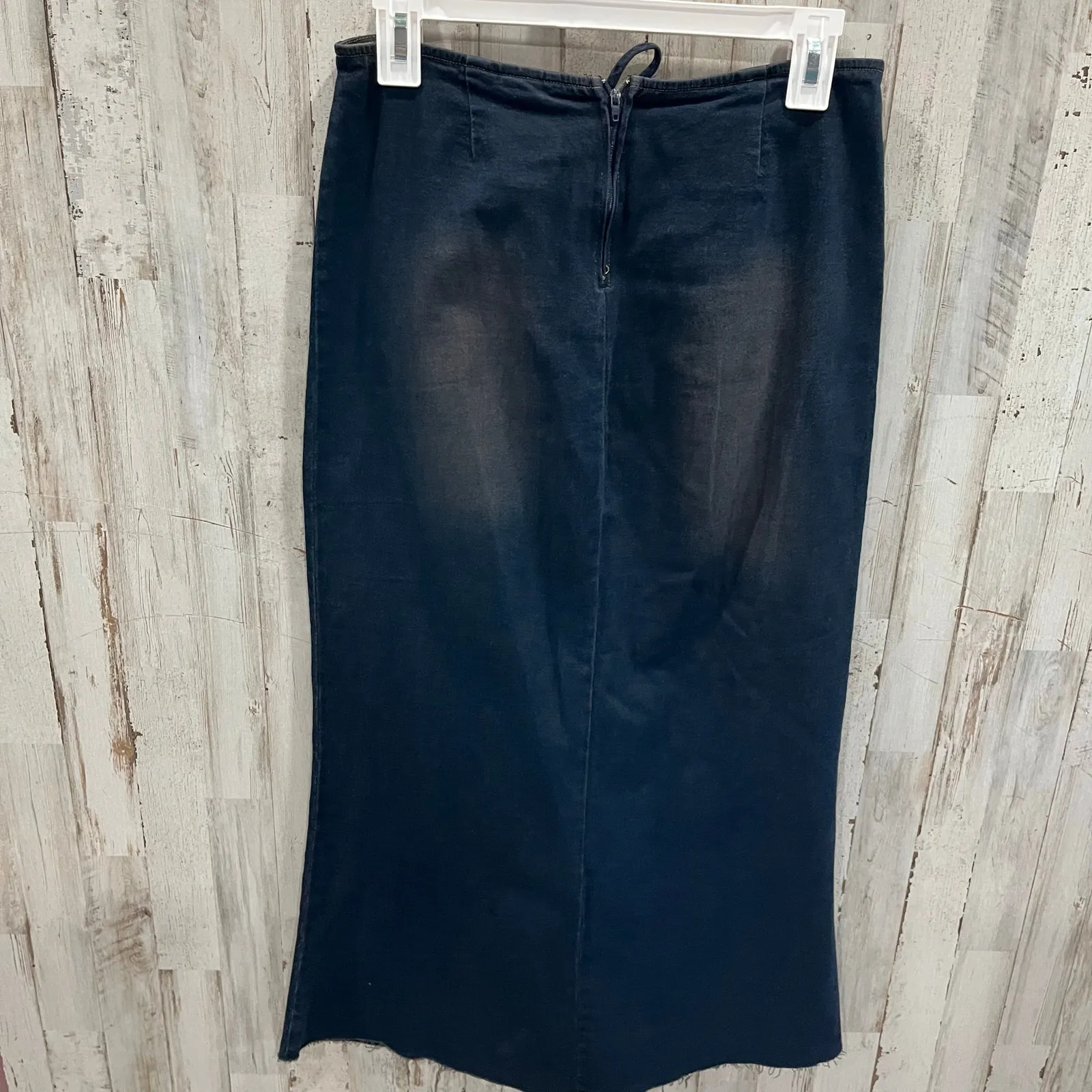 Vintage Patty USA Cinch Waist Mermaid Maxi Denim Stretch Skirt Y2K Grunge Small Blue - Image 4