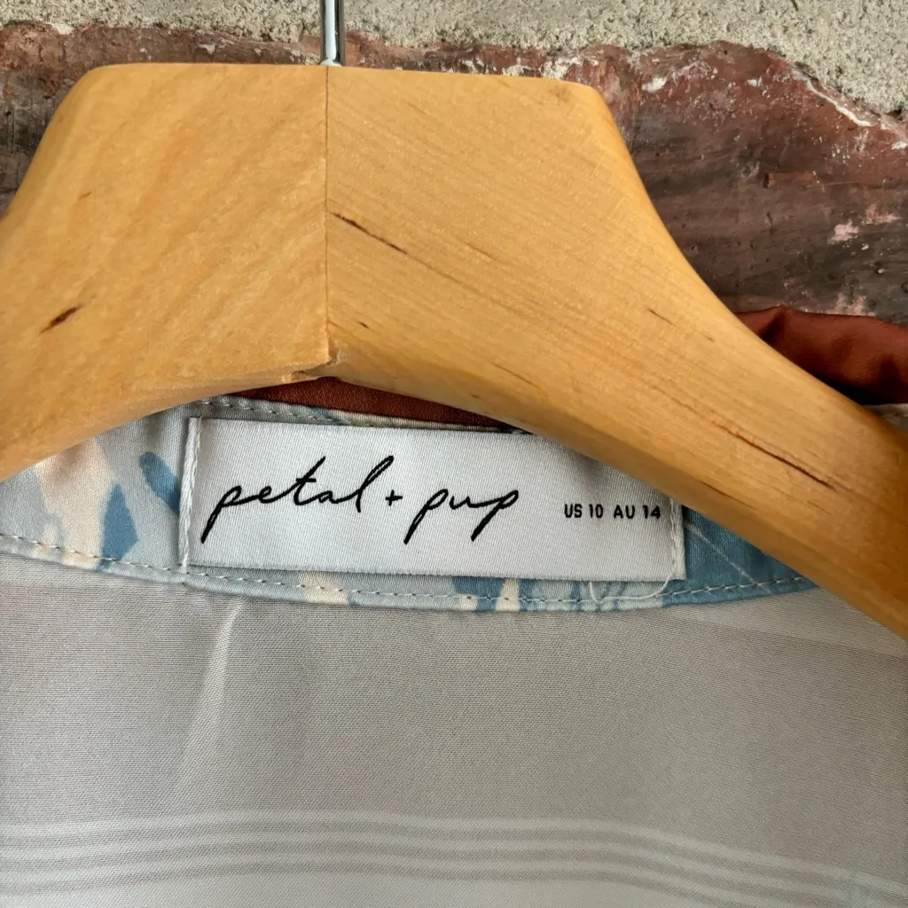 Petal + Pup Floral Satin Button Down Short Sleeve Blouse Top, 10 - Image 5