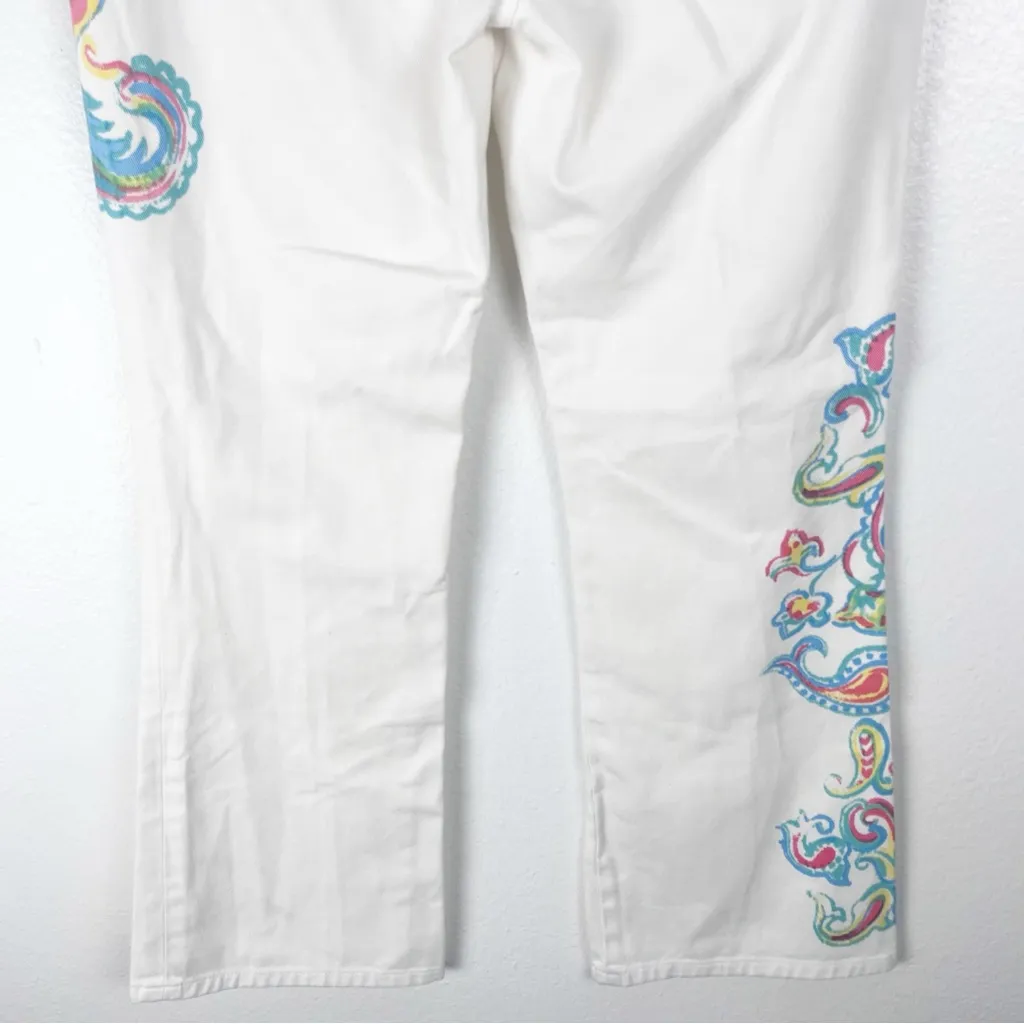 RALPH LAUREN JEANS White Paisley Print High Rise Bootcut Jeans, Size 8P - Image 8