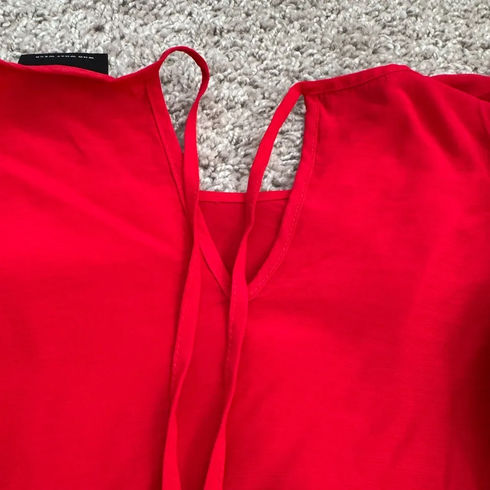 Red Flutter Sleeve Babydoll Red Dress - Image 9