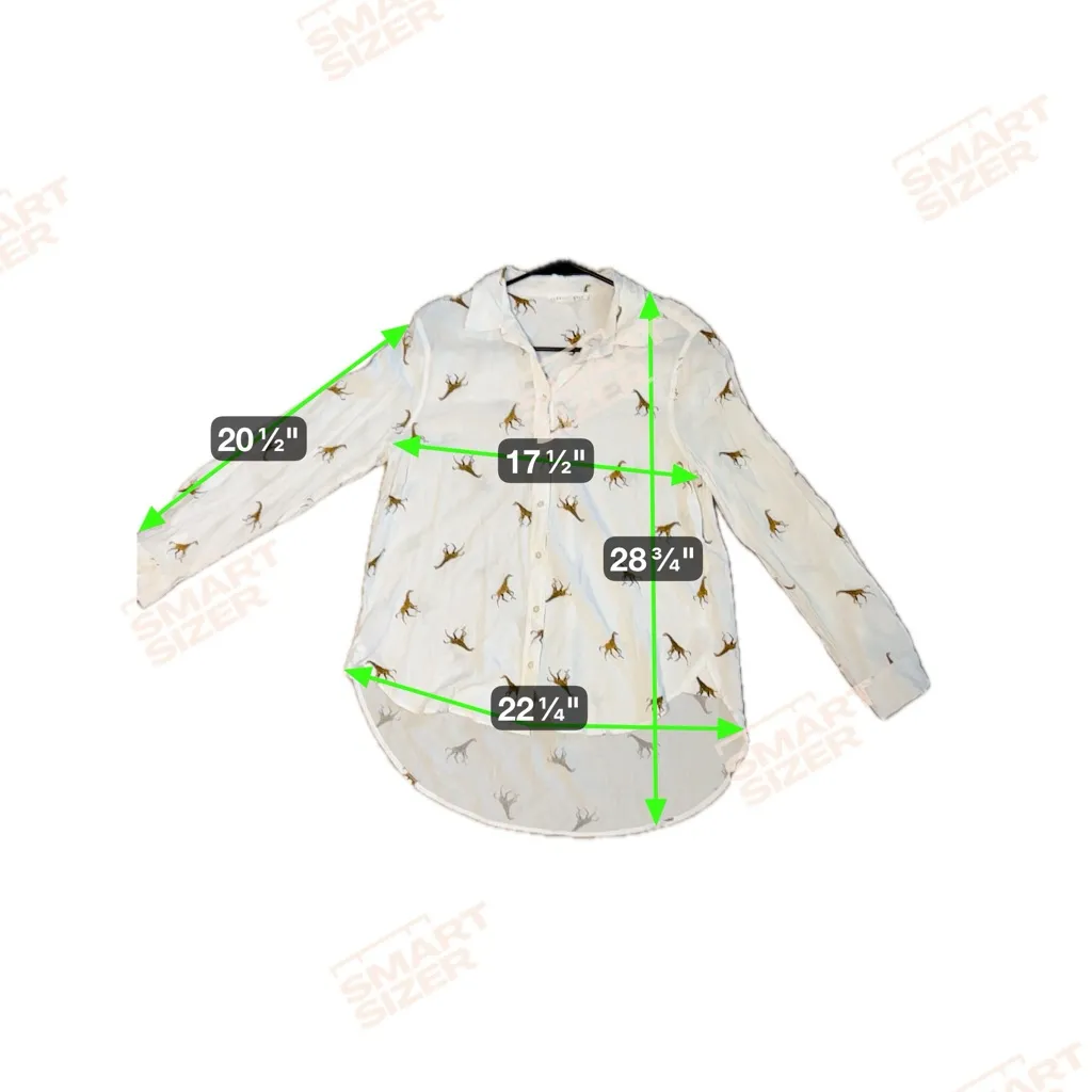 Jane and Delancey‎ White Novelty Giraffe Print Button Down Tunic Top Medium - Image 9