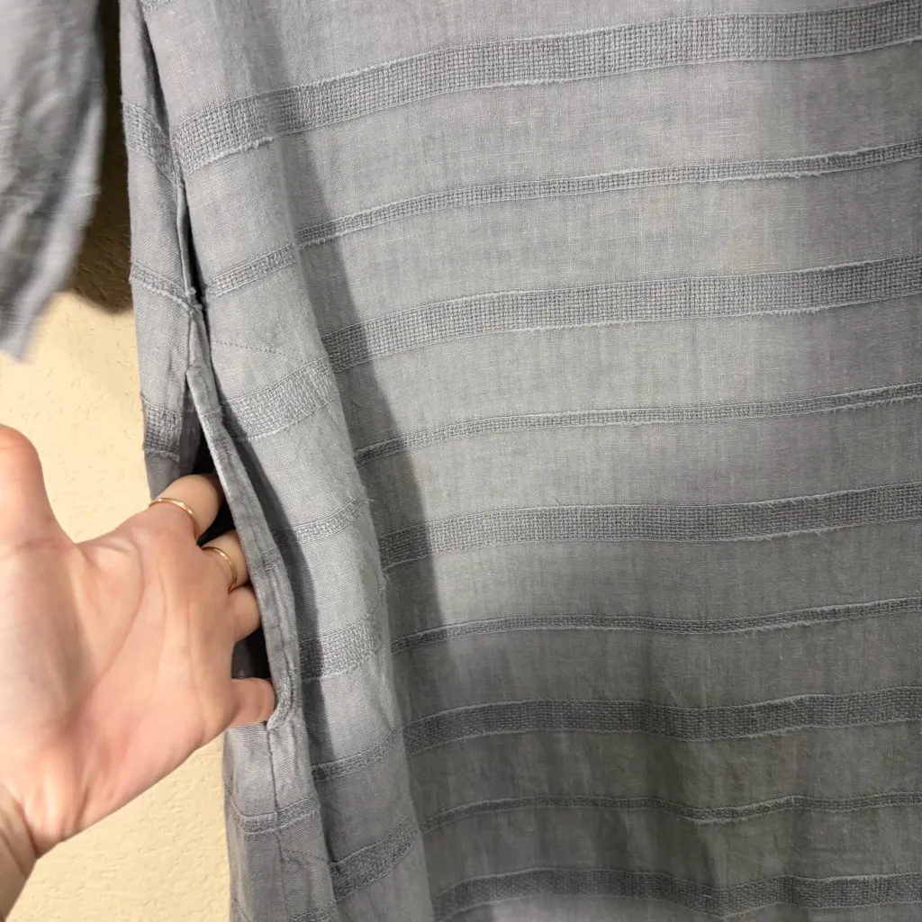 PHILO By Mangolini Italy Women's Gray Linen Shift Dress Sz 44/8 Cottagecore EUC - Image 4