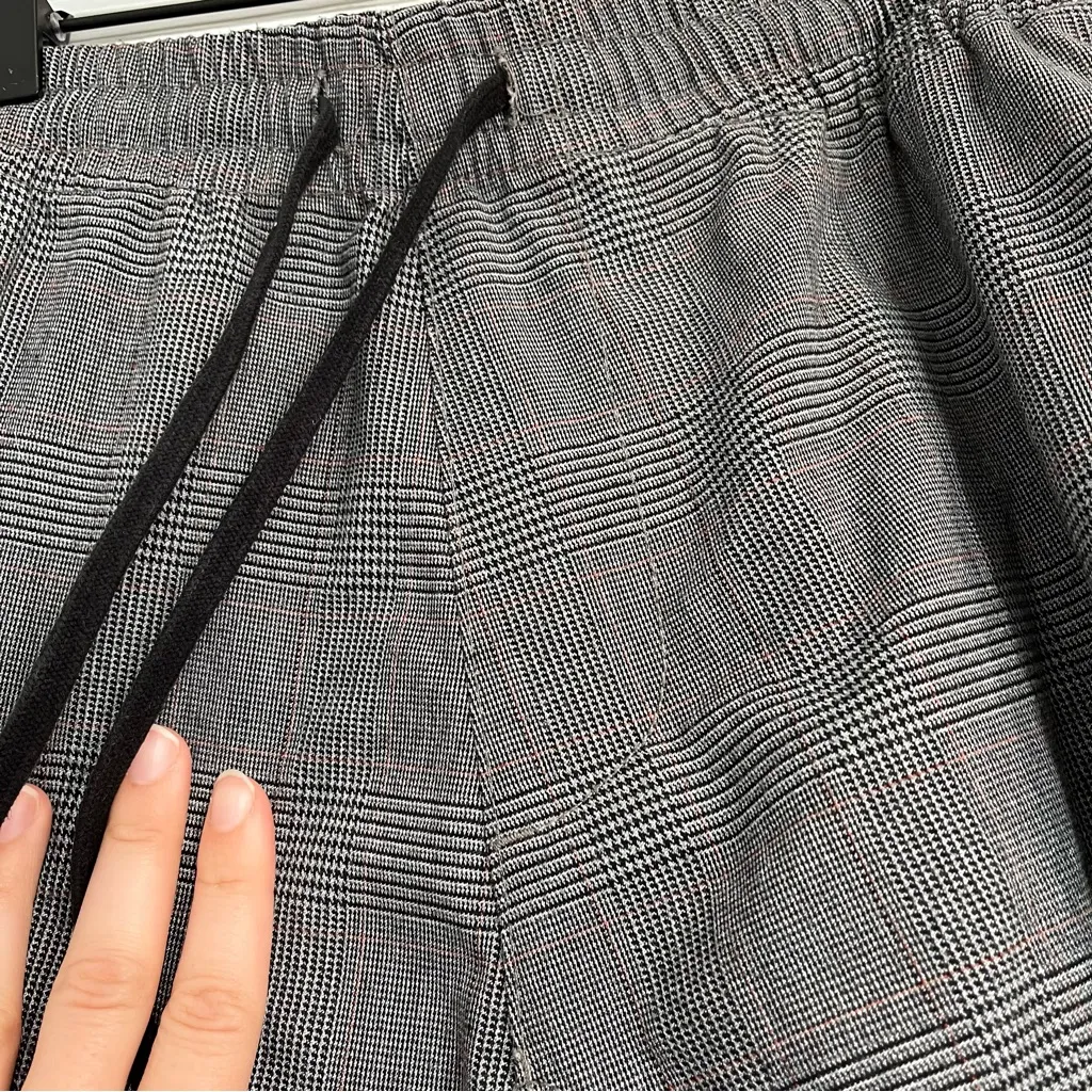 PacSun gray plaid joggers large drawstring casual office slim fit trousers - Image 9