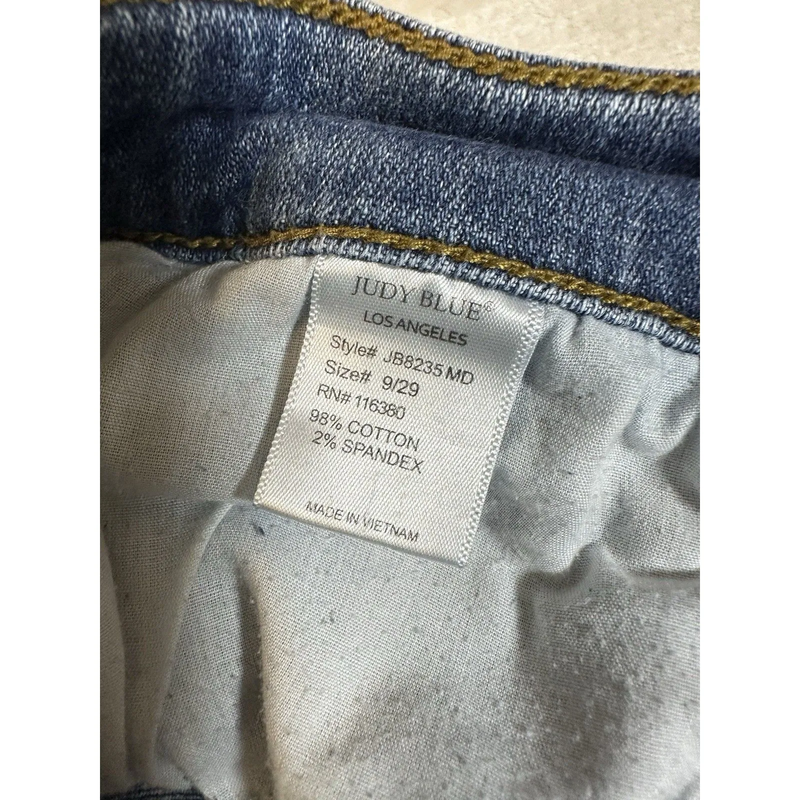 Judy Blue Boot Cut Jeans Womens 9/29 Med Wash Distressed Western Boho Stretch - Image 13