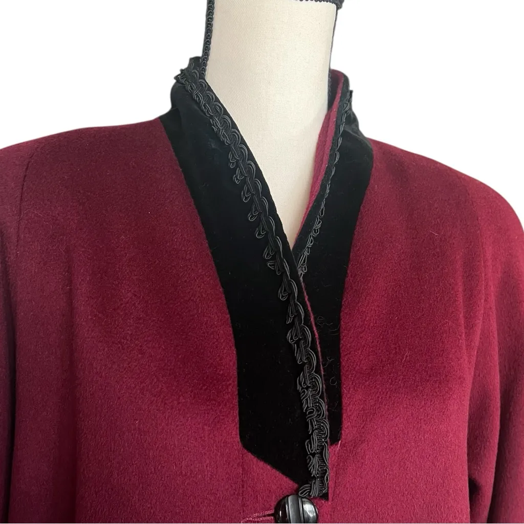 VTG.Designs by Projections Victorian Flare Wool Blend & Velvet Trim Coat. SZ. L Size L - Image 5