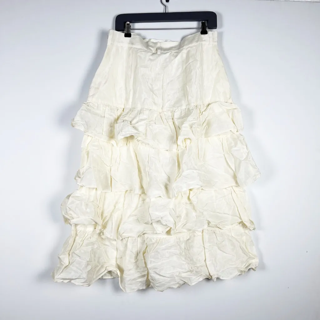 & Other Stories NEW & Other Stories Tiered Ruffle Layered Midi Skirt Ivory White 12 - Image 4