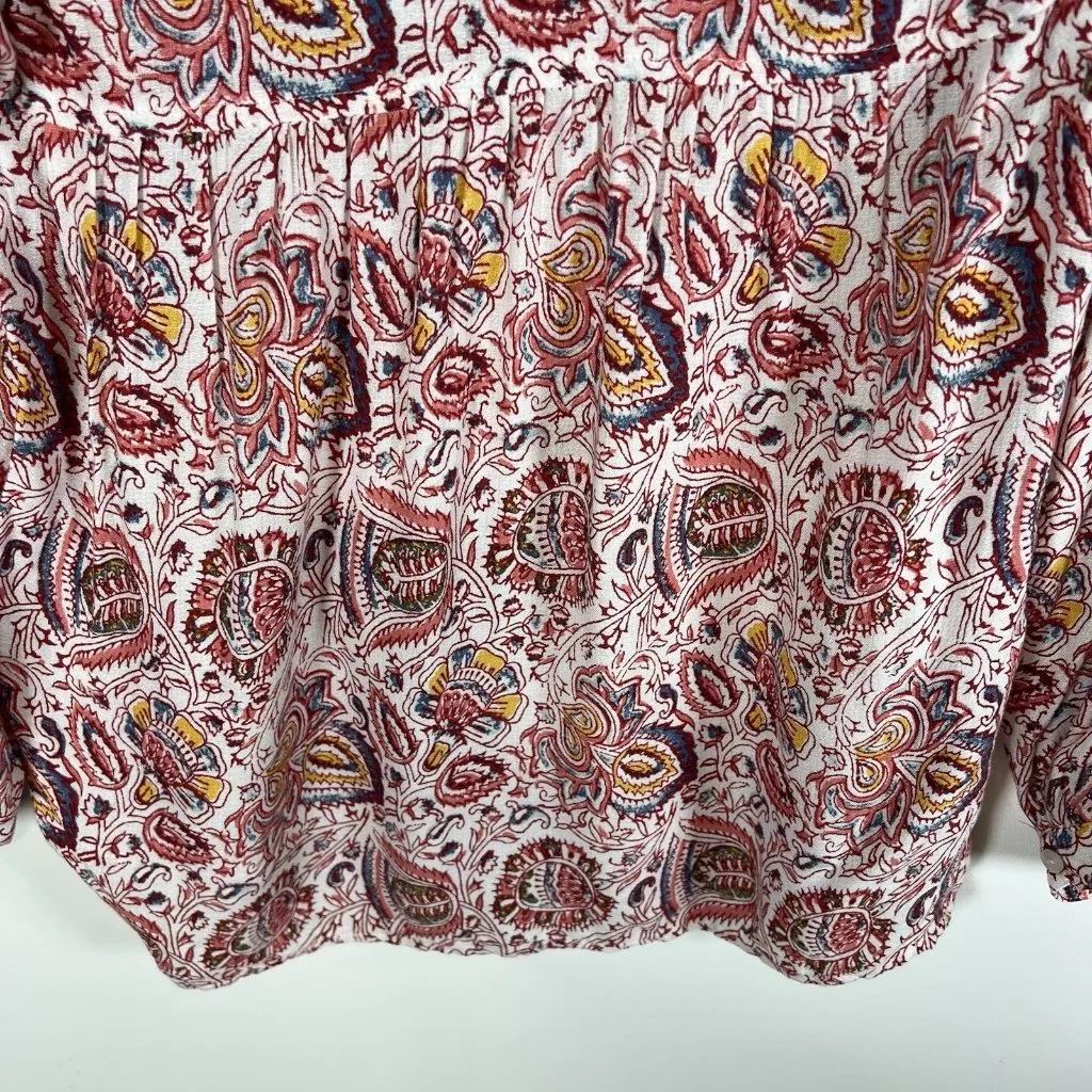 Lucky Brand Boho‎ Peasant Top Size S Paisley Tassel Hippie Beach Vacation Boho - Image 10