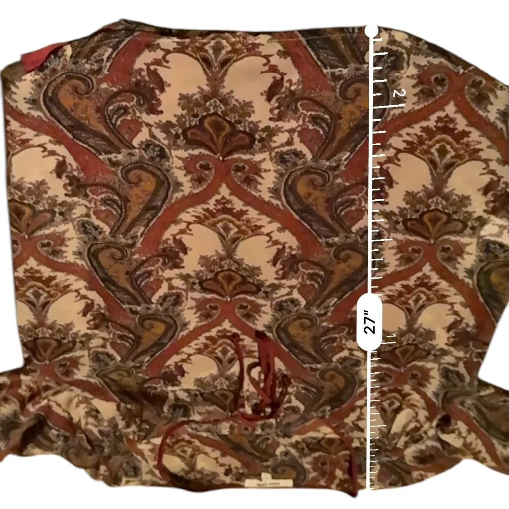Daniel Rainn‎ Red, Cream & Tan Paisley Long Sleeve Top w/ Tank Liner Sz M - Image 6