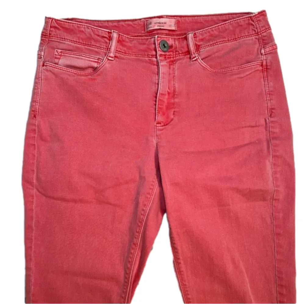 j. jill denim Authentic Fit Cropped fringe hem jeans, melon color, size 4 EUC - Image 3