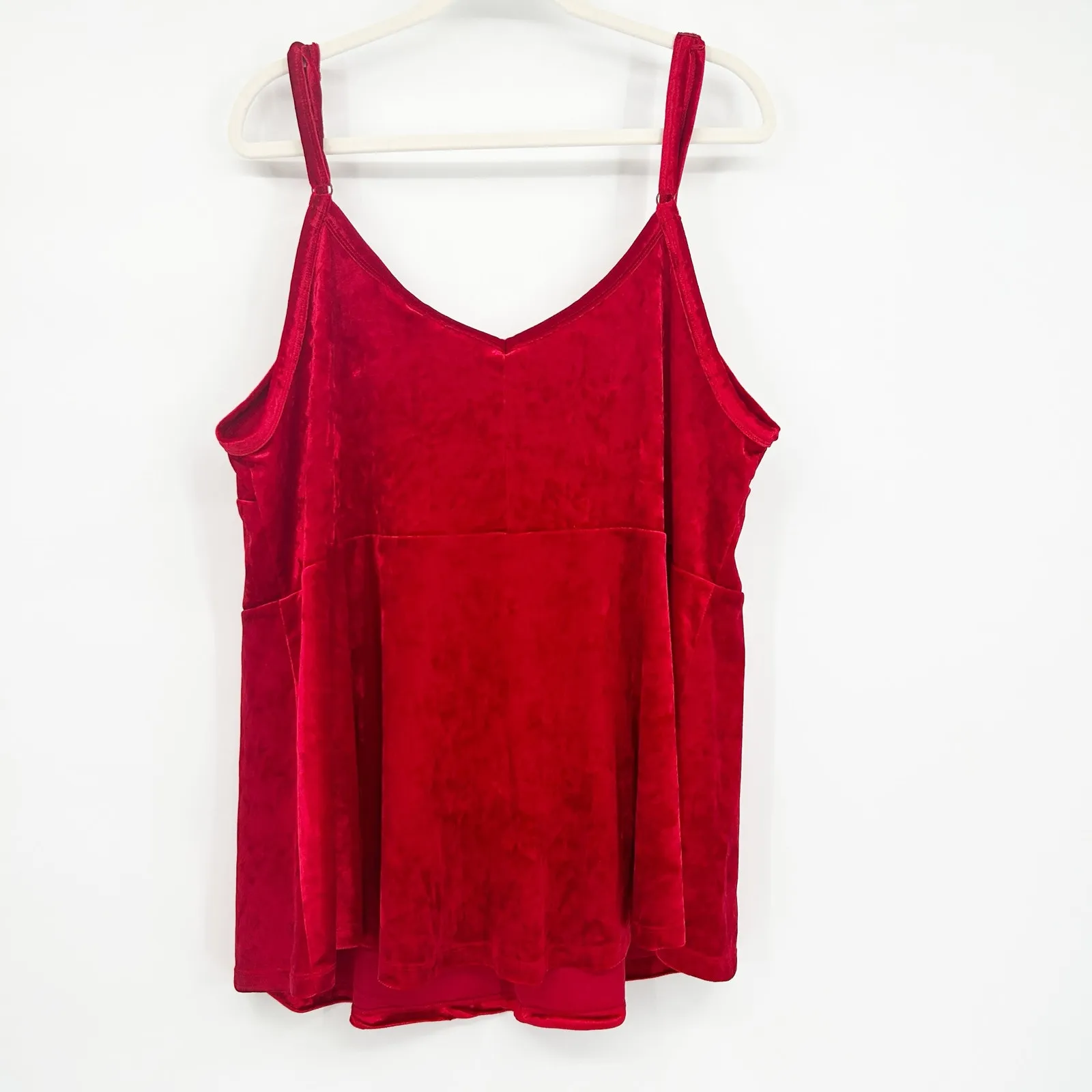 TORRID Womens Y2K Scoop Neck‎ Crushed Velvet Peplum Tank Top Size 3X Bright Red - Image 8